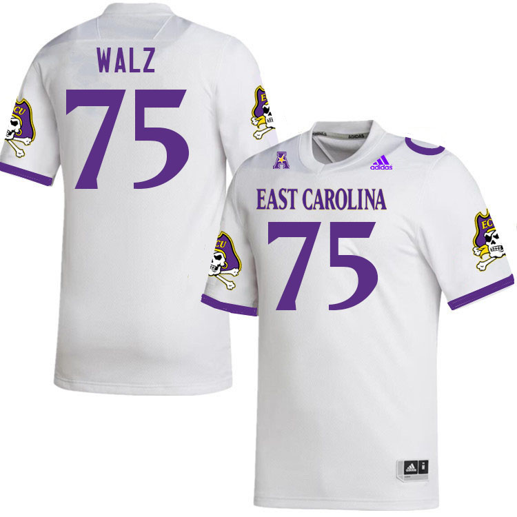 Men #75 Kenny Walz ECU Pirates College Football Jerseys Stitched-White